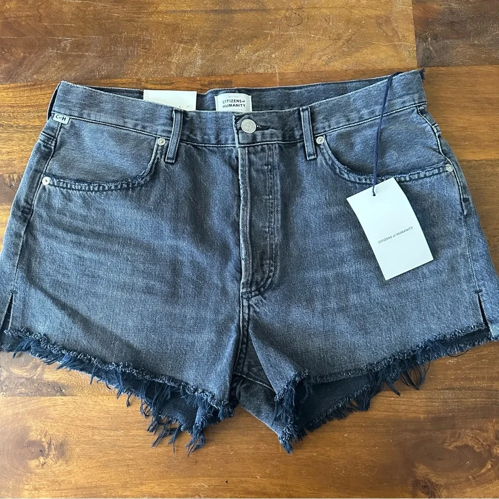 Citizens of Humanity Annabelle Gray black‎ wash Cut Off Denim Shorts size 29 NWT